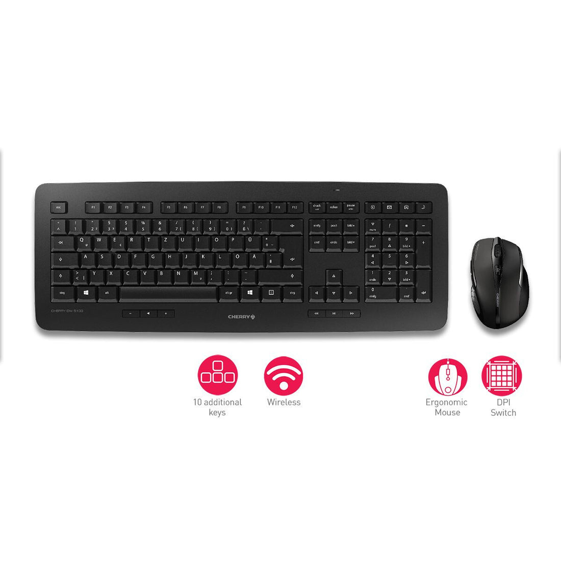 CHERRY DW 5100 keyboard Mouse included Home RF Wireless Czech, Slovakian Black - image 5