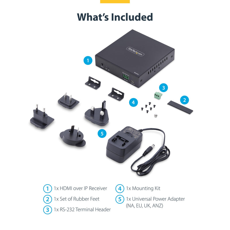 StarTech.com HDMI Receiver Over IP Network for the IH2006 Product Series, 4K 60Hz, Driverless, AVoIP, Includes Mounting Kit, Receiver Only