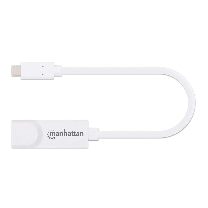 Manhattan USB-C to Gigabit (10/100/1000 Mbps) Network Adapter, White, supports up to 2 Gbps full-duplex transfer speed, RJ45, Three Year Warranty, Equivalent to US1GC30W