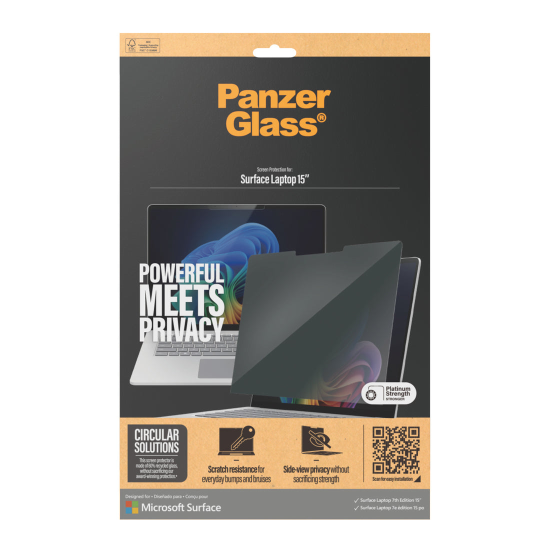 PanzerGlass Privacy Screen Protector Microsoft Surface Laptop 7th Edition | 8th Edition | 15'' | Ultra-Wide - image 3