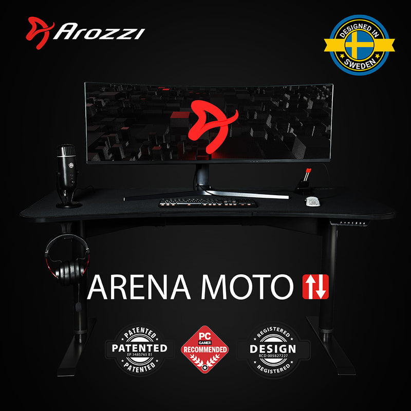 Arozzi Arena Moto Gaming Desk - Pure Black