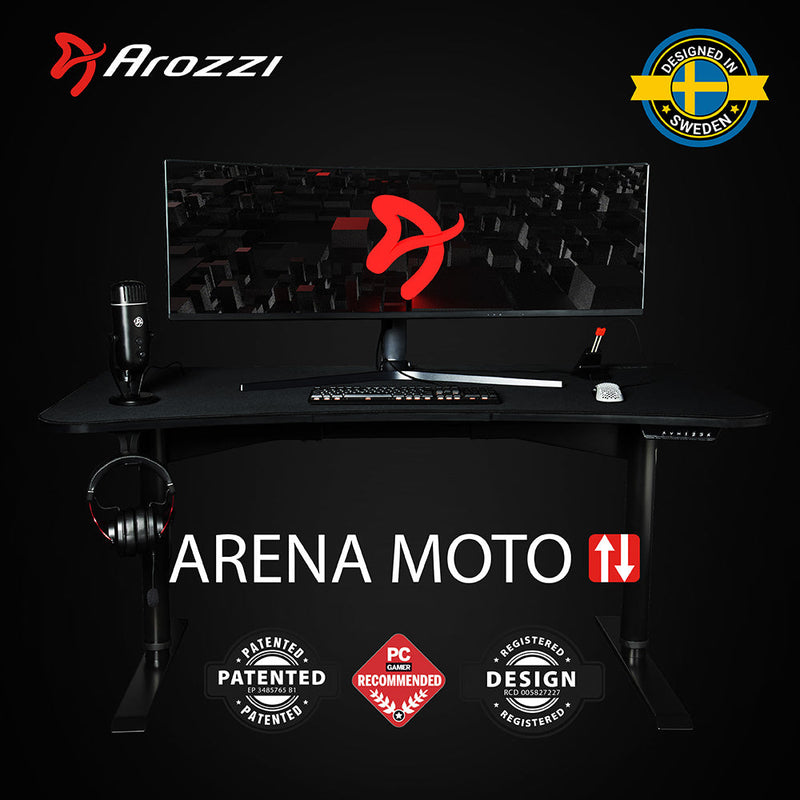 Arozzi Arena Moto Gaming Desk - Pure Black