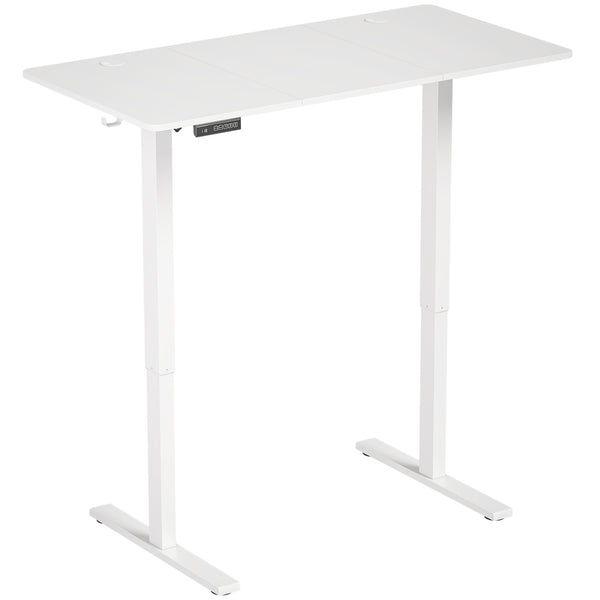 HOMCOM Standing Desk Memory Control Height Adjustable Desk 2 Cable Holes LED Display Sit Stand Desk White