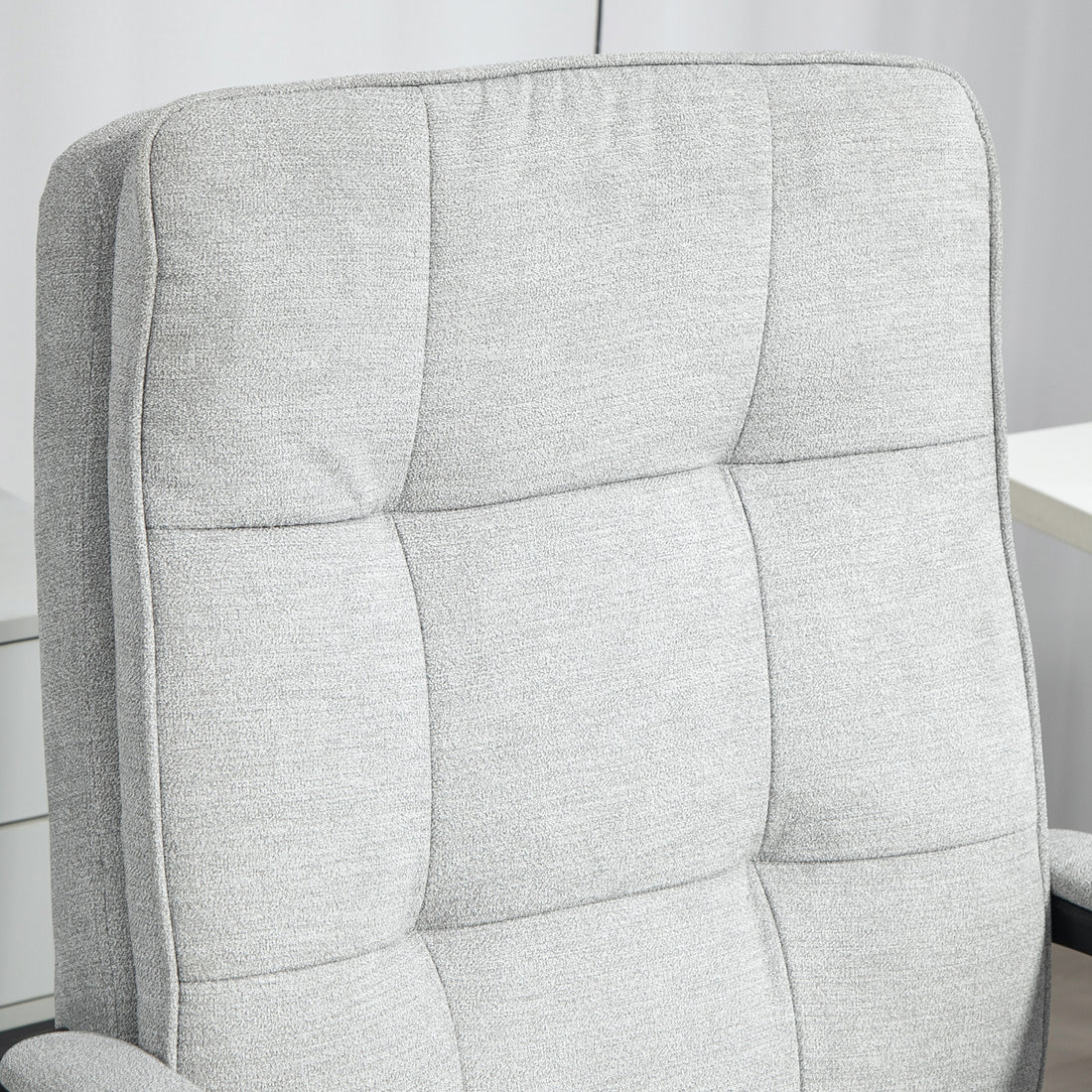 HOMCOM Linen-Look Double-Padded Office Chair - Grey