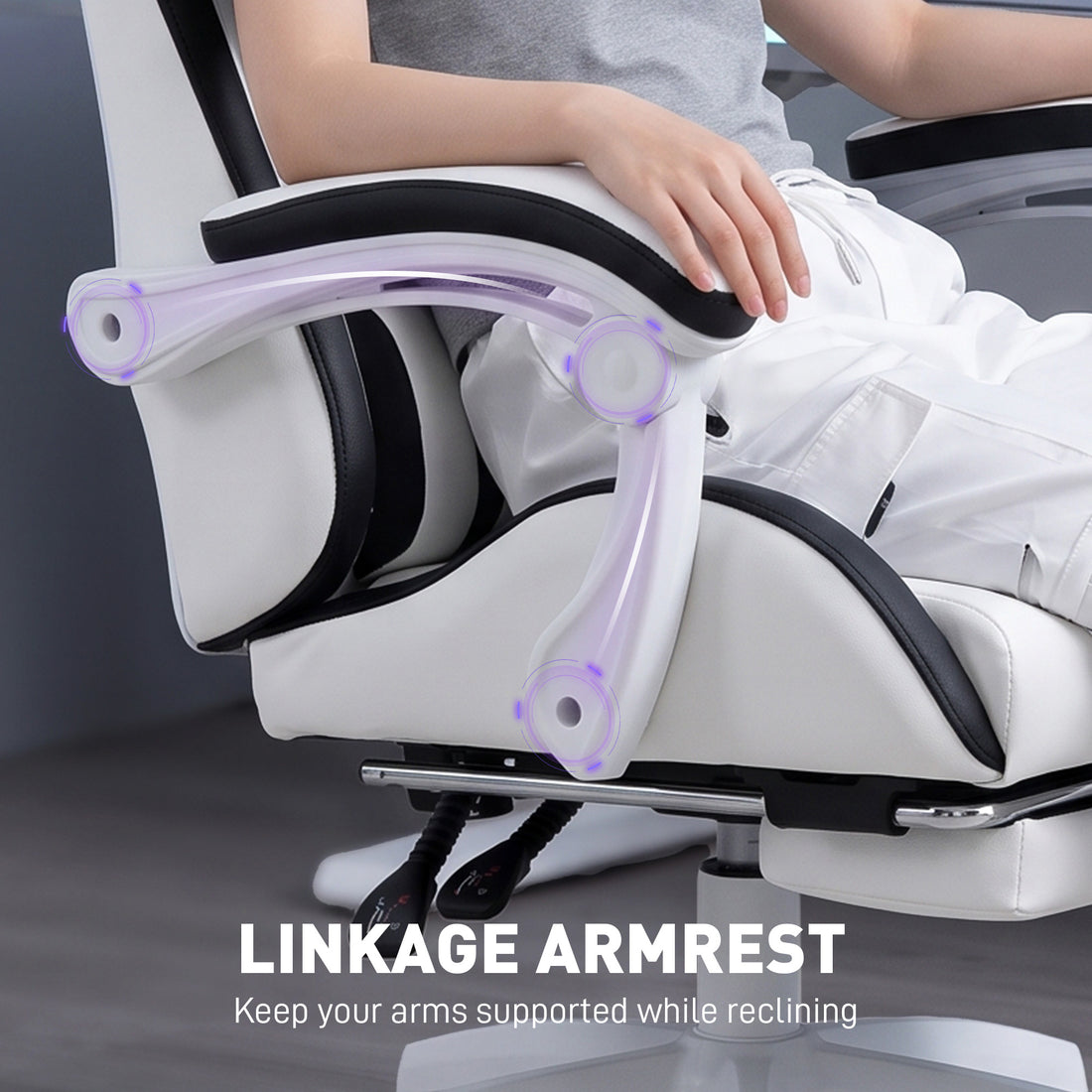 Vinsetto Gaming Chair, Computer Gamer Chair with Reclining High Back, Headrest, Lumbar Support, Footrest, Swivel Wheels, PU Leather, Adjustable Height for Home, White and Black