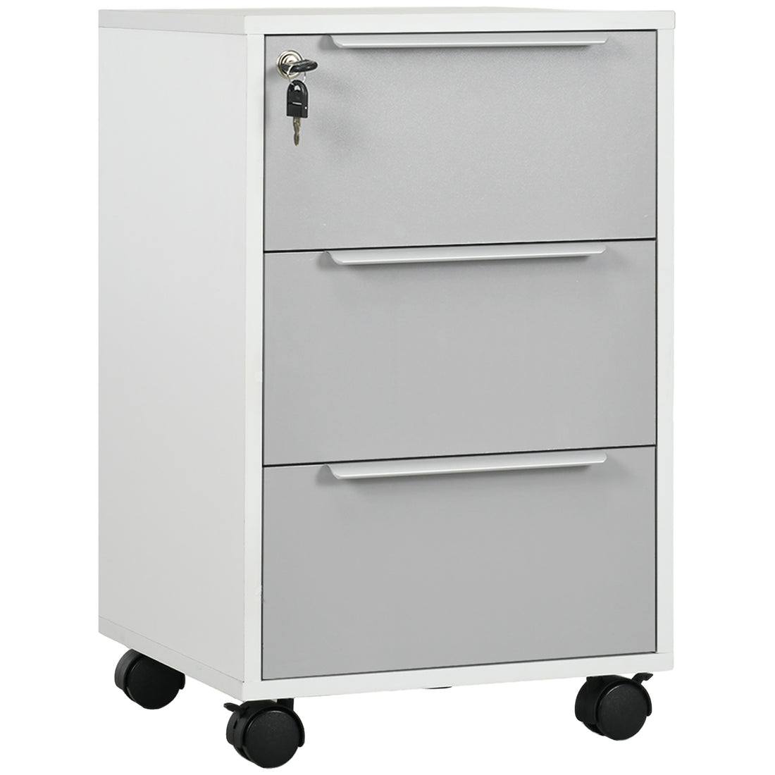 HOMCOM Three-Drawer Locking Filing Cabinet - Grey/White