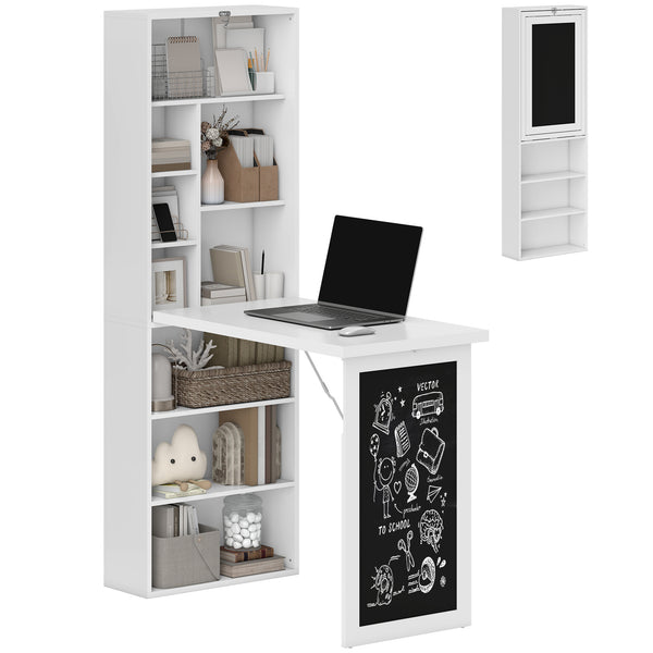 HOMCOM 3-in-1 Fold-Out Work Desk - White