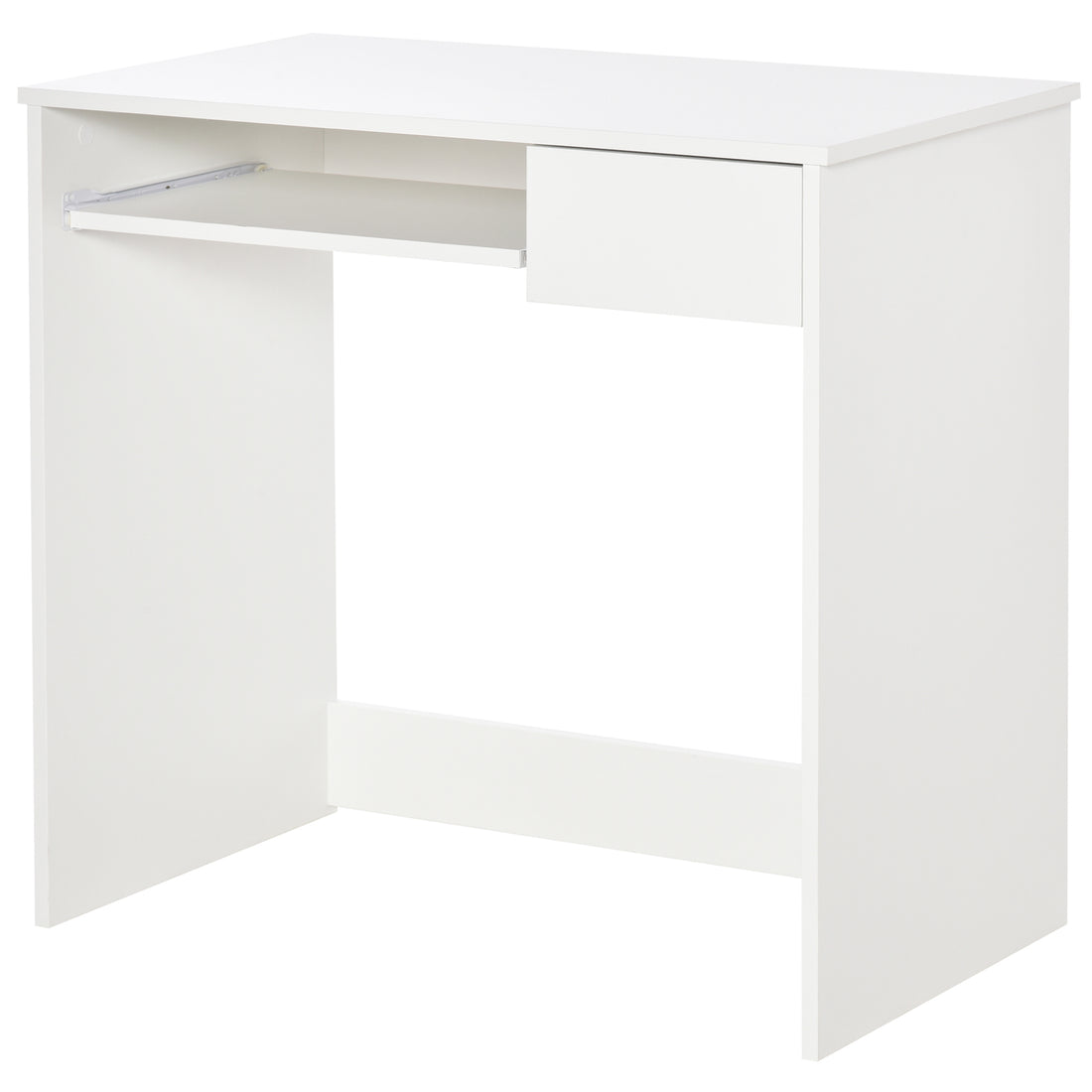 HOMCOM 80cm Compact Computer Desk with Keyboard Tray, Home Office Desk with Drawer for Bedroom Study, White