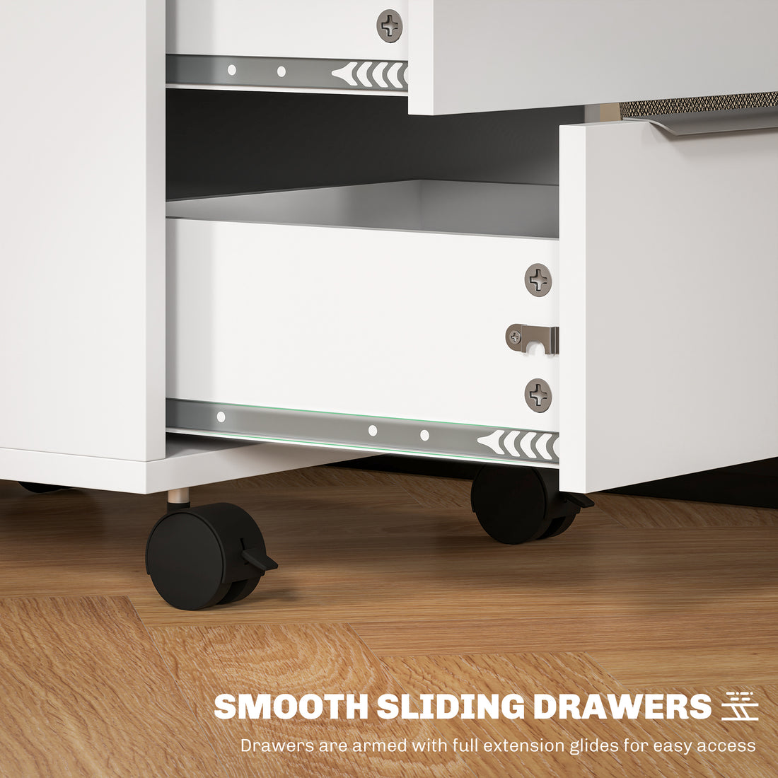 HOMCOM Three-Drawer Locking Filing Cabinet - White