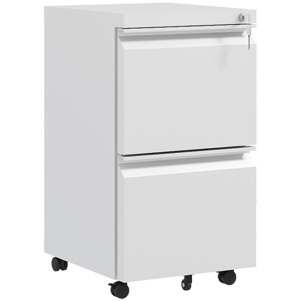 Vinsetto 2-Drawer Filing Cabinet w/ Adjustable Hanging Bar Lockable File Cabinet White