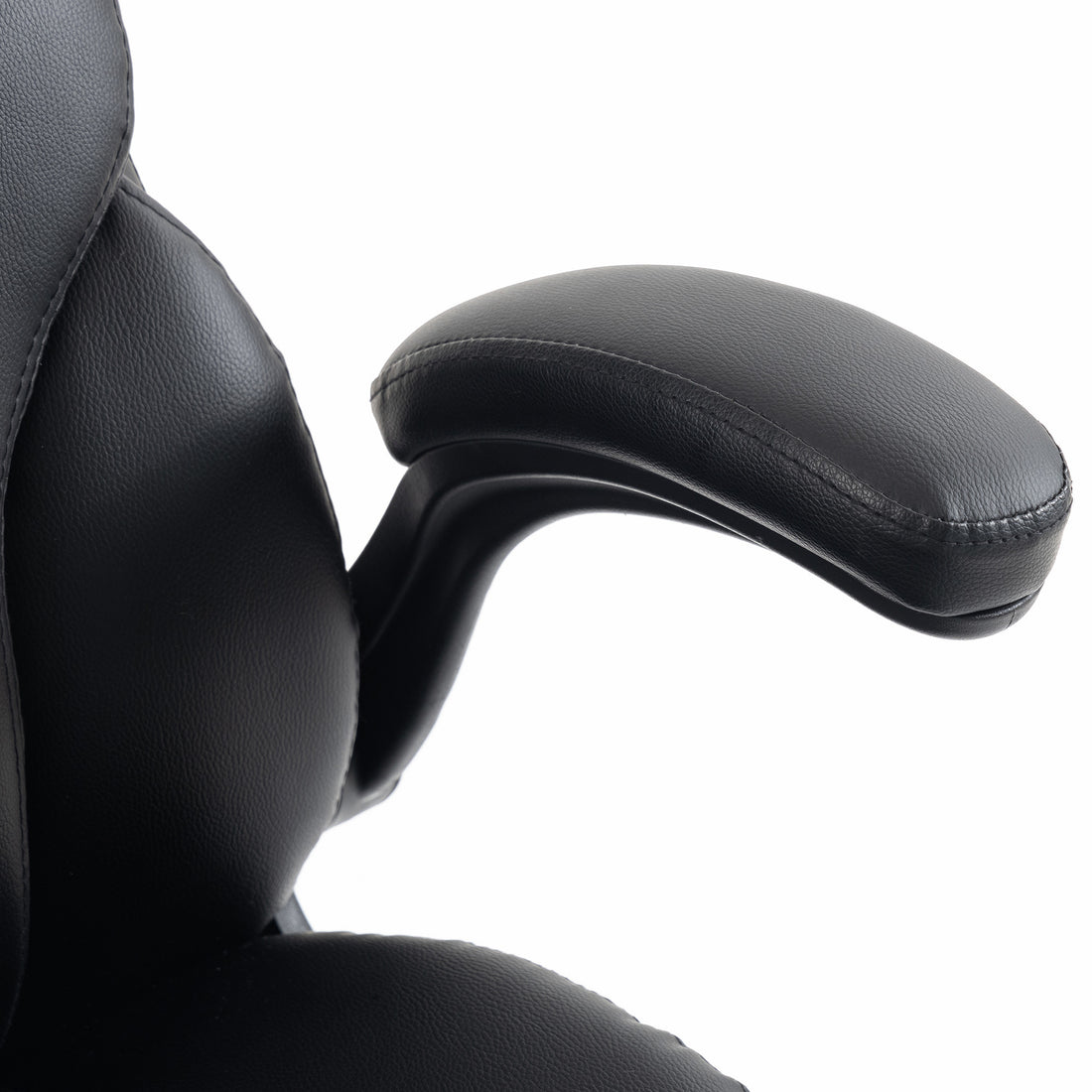 HOMCOM Office Chair, 180kg Heavy Duty PU Leather Computer Desk Chair with Flip-Up Armrests, Wide Seat, Spring Cushion, Black