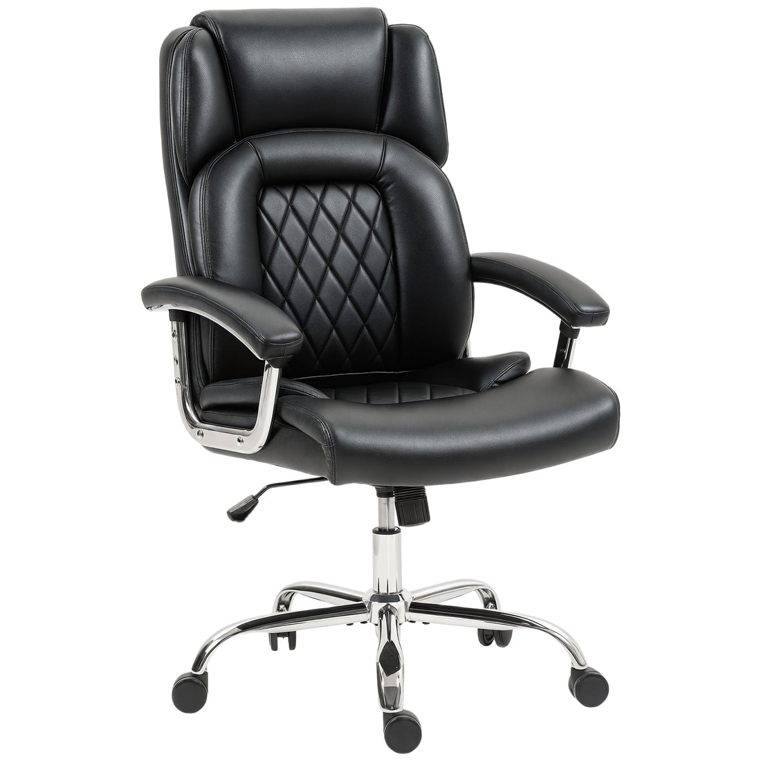 HOMCOM Big and Tall Office Chair 180kg with Spring Cushion, PU Leather - Black