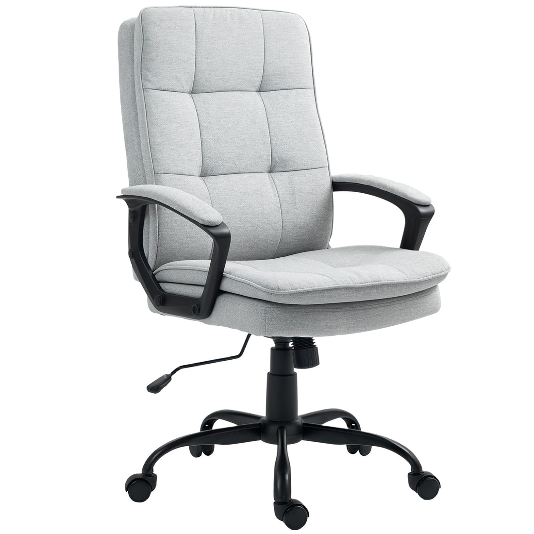 HOMCOM Linen-Look Double-Padded Office Chair - Grey