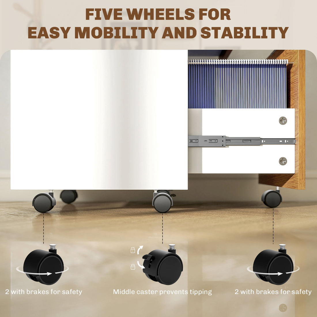HOMCOM Two-Drawer Lockable Filing Cabinet - Wood Effect