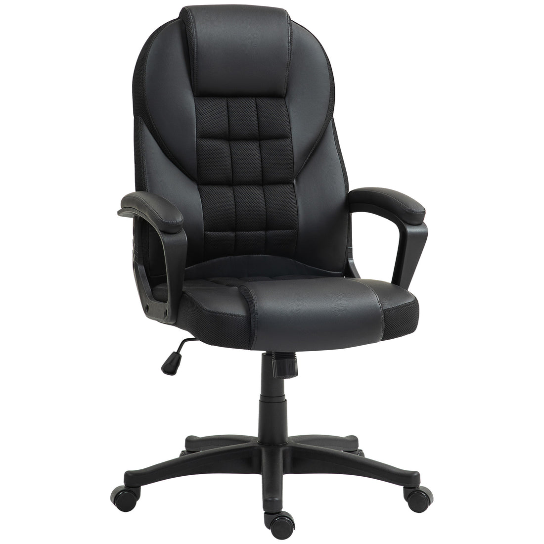 HOMCOM Faux Leather Office Chair with Tilt and PU Castors - Black