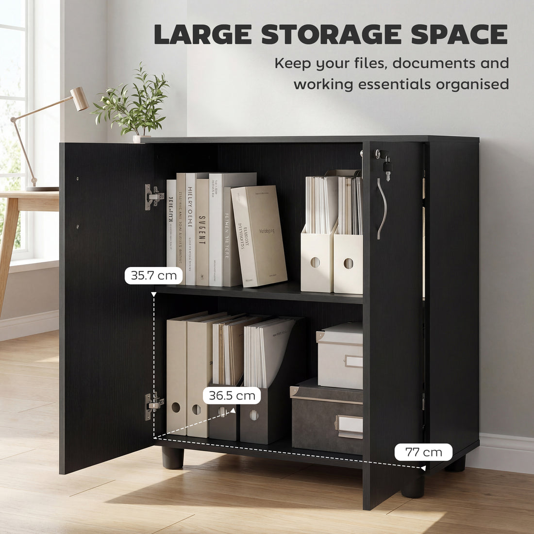 Vinsetto Two-Tier Locking Office Storage Cabinet - Black