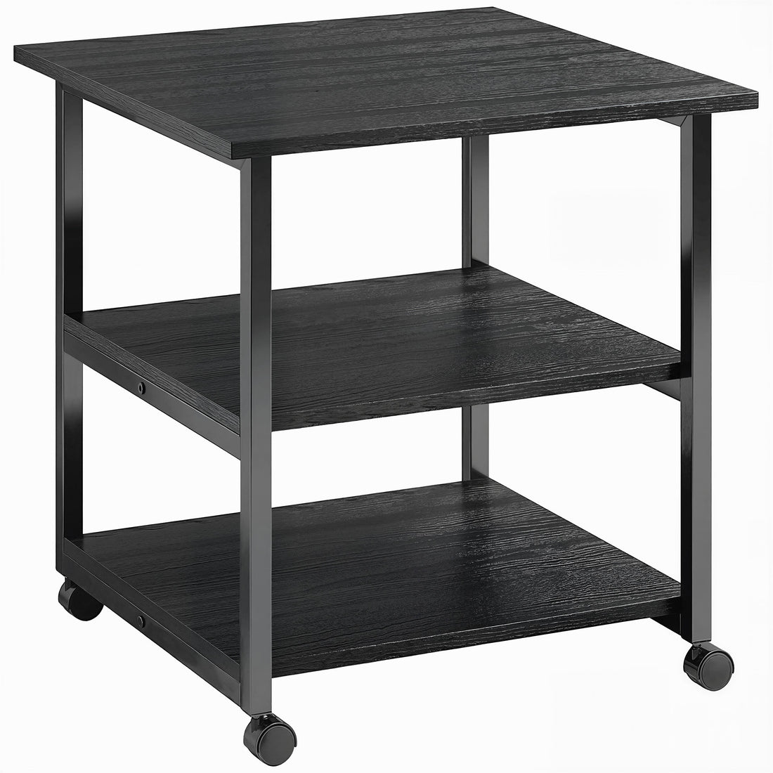HOMCOM Three-Tier Steel Printer Stand, with Wheels - Black