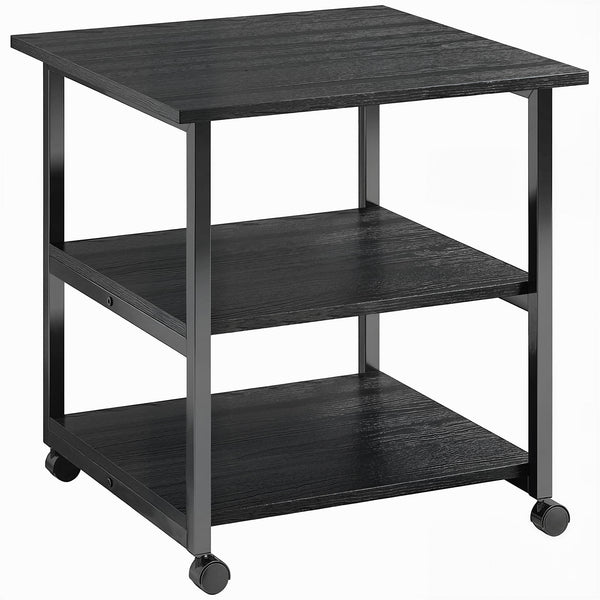 HOMCOM Three-Tier Steel Printer Stand, with Wheels - Black