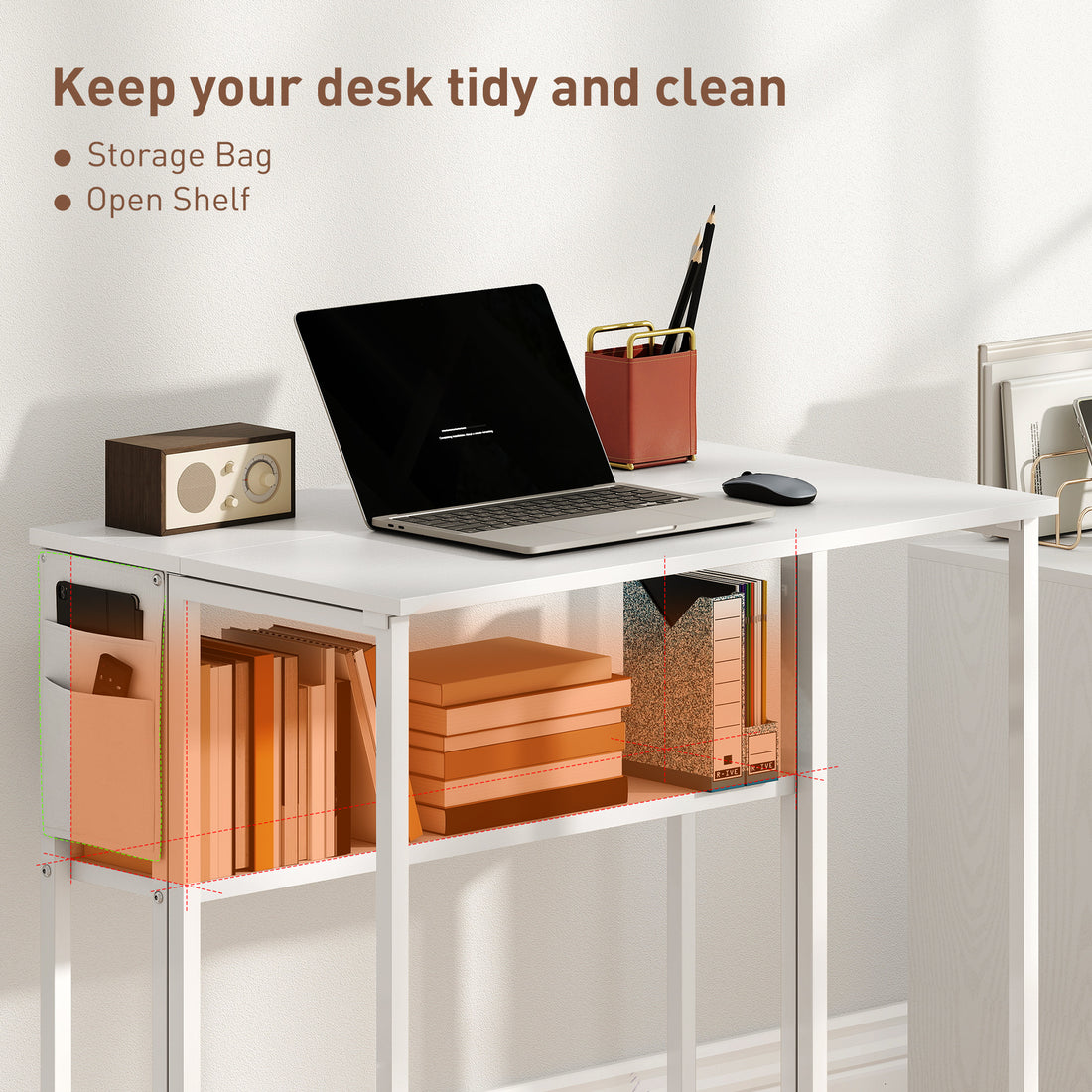 HOMCOM 80 cm Drop Leaf Writing Work Desk - White