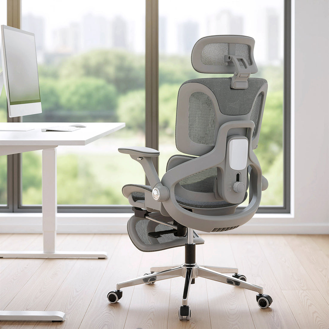 HOMCOM Ergonomic Office Chair, High Back Mesh Desk Chair, Grey