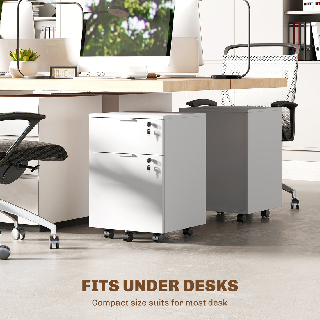 HOMCOM Two-Drawer Lockable Filing Cabinet - White