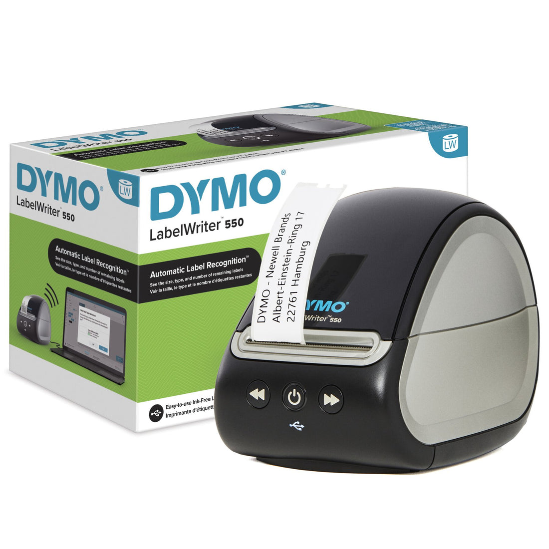DYMO LabelWriter 550 Label Printer | Label Maker with Direct Thermal Printing | Automatic Label Recognition | Prints Address LabelsShipping LabelsBarcode Labels & More | UK 3 Pin Plug – Grade A1 (Open box)