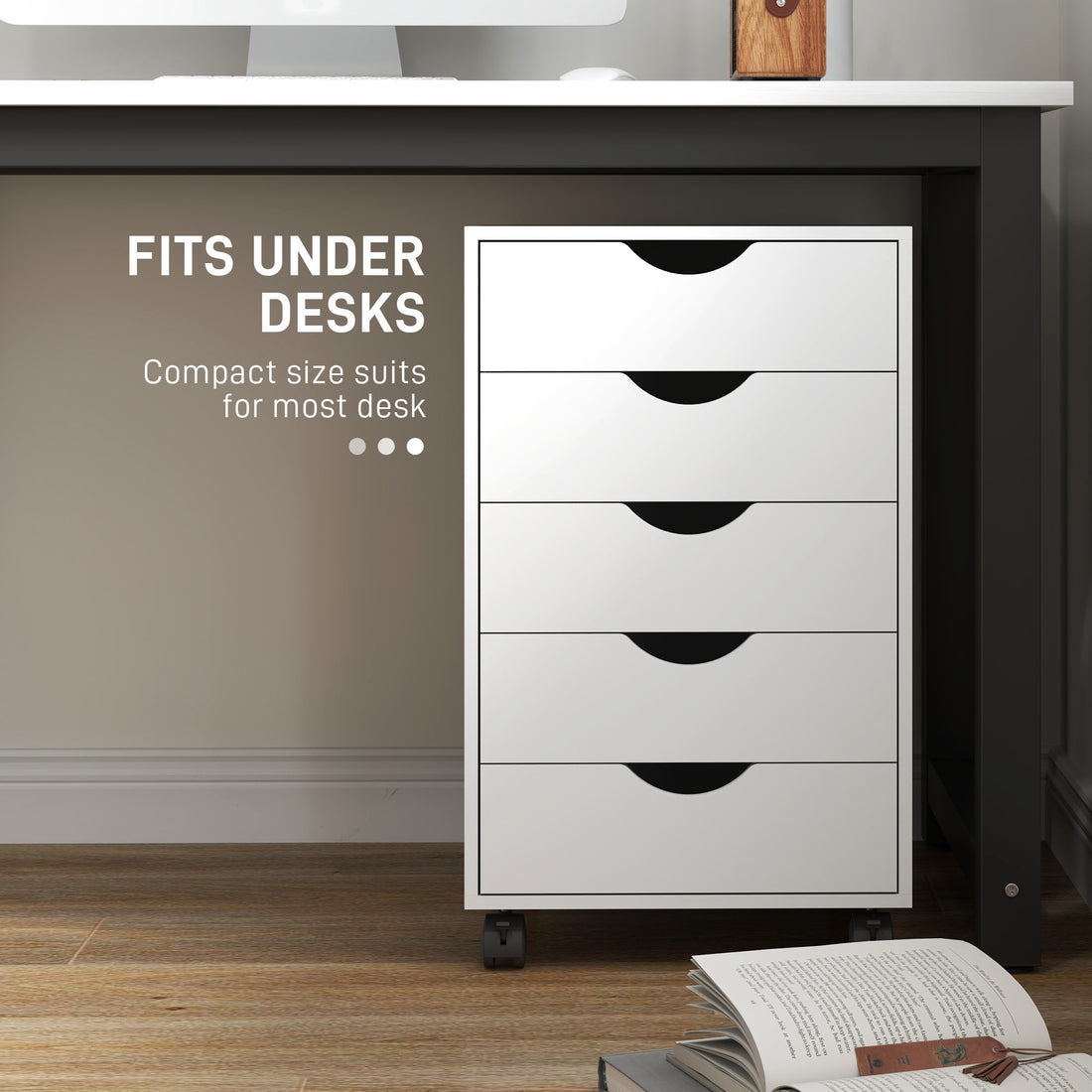HOMCOM Five-Drawer Filing Cabinet - White