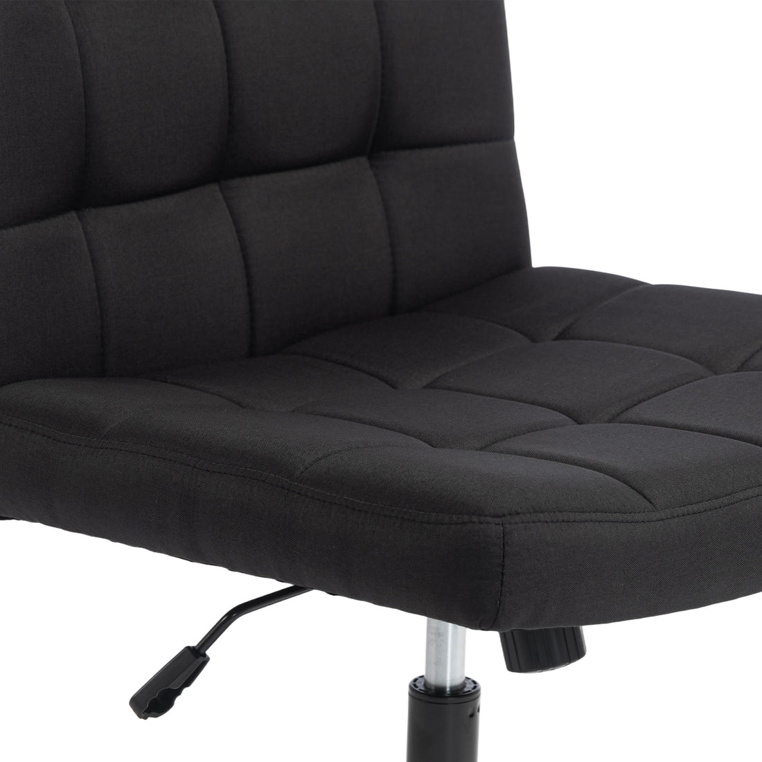 HOMCOM Armless Office Chair, Cross Legged Linen Computer Desk Vanity Chair with Wide Seat, Rocking Function, Black