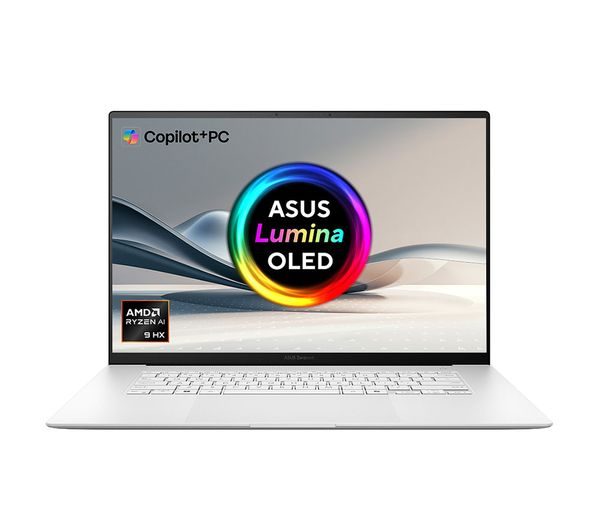 ASUS Zenbook S UM5606WA 16 inch 3K OLED Laptop - Ryzen AI 9 HX 370, 32GB RAM, 1TB SSD, AMD Radeon 890M Graphics, Windows 11 Home, Scandinavian White