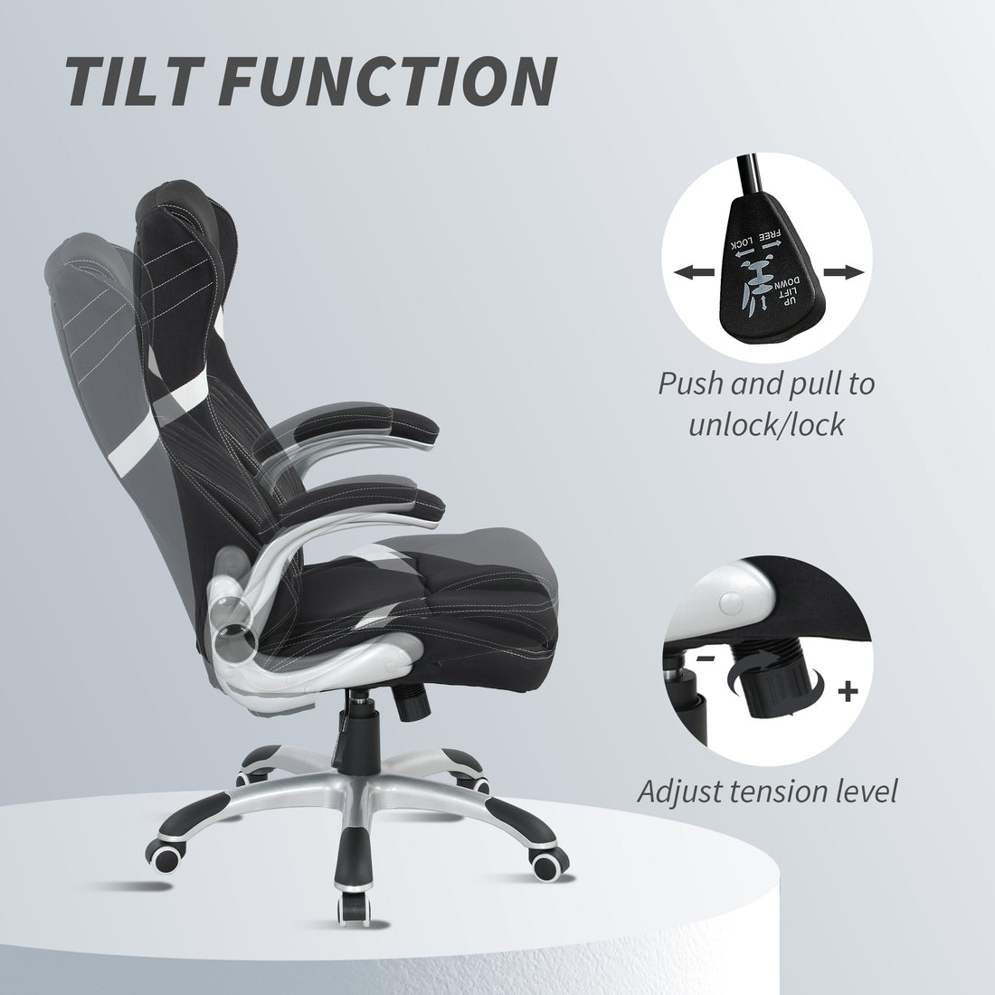 Vinsetto Linen-Look Office Chair, with Adjustable Height and Tension - Black
