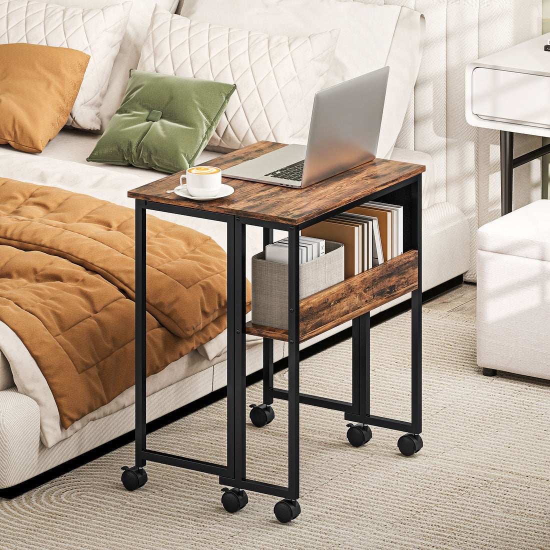 HOMCOM 63 cm Drop Leaf Writing Work Desk - Rustic Brown