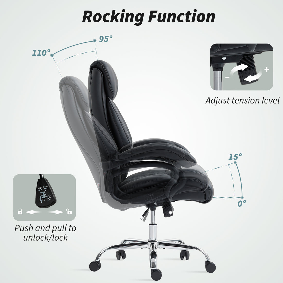 HOMCOM Executive Office Chair with Spring Padding - Black