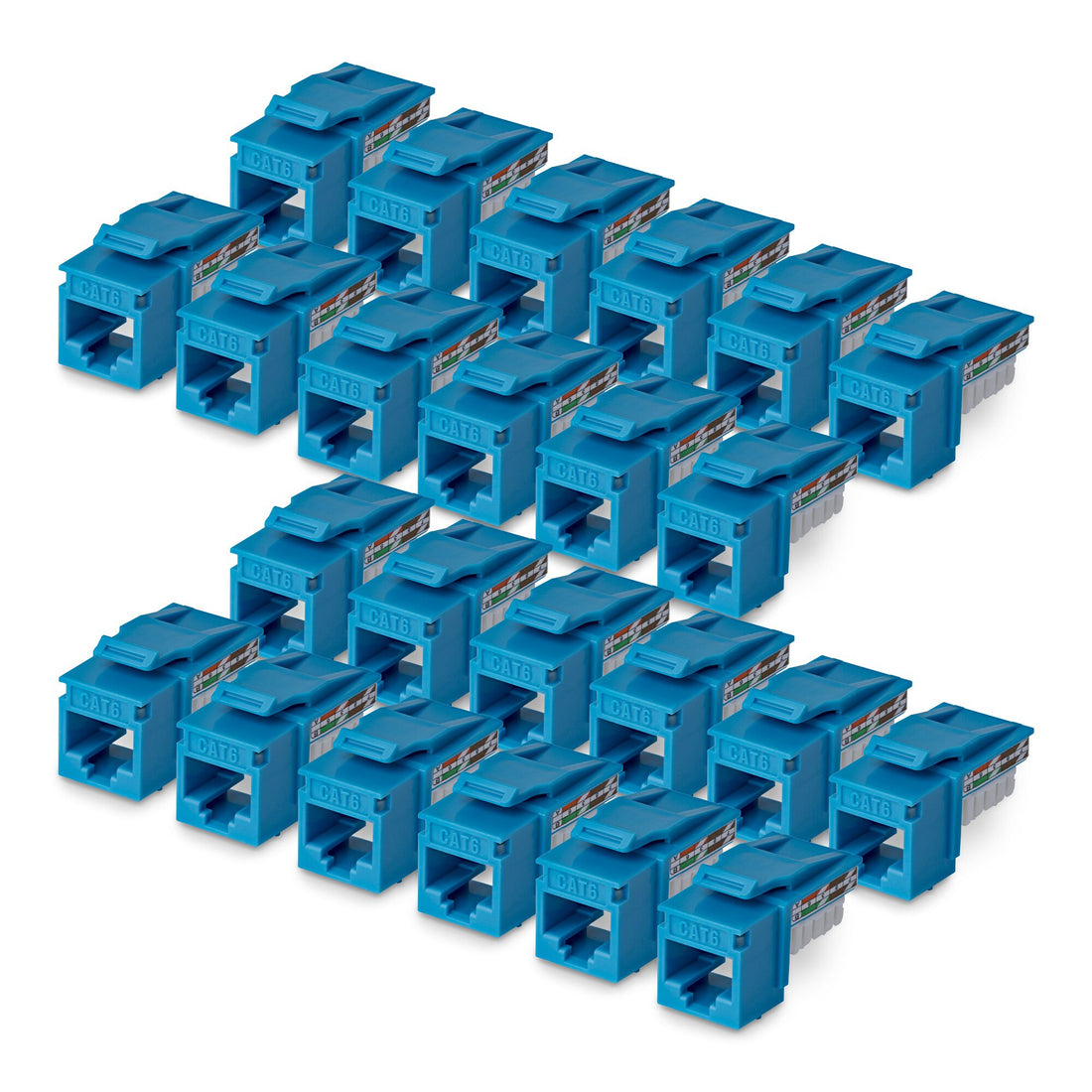 StarTech.com Cat6 Keystone Jack, 24-Pack RJ45 Ethernet Keystone Jacks, UTP Cat6 Wall Jack, 90-Degree 110 Punch