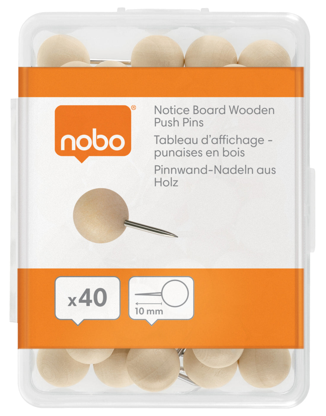 Nobo Notice Board Wooden Push Pins - 40pcs - image 4