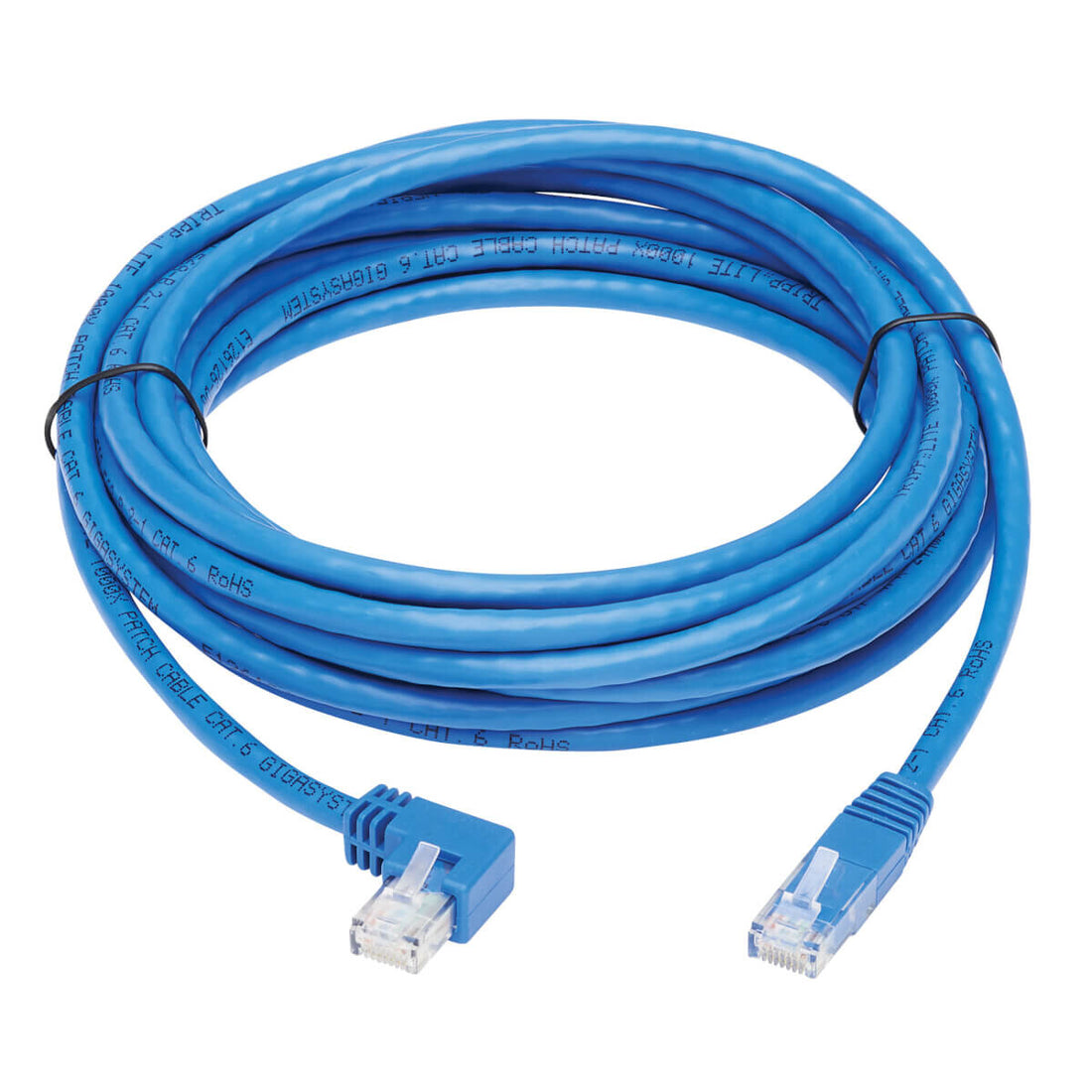 Tripp Lite N204-015-BL-LA Left-Angle Cat6 Gigabit Molded UTP Ethernet Cable (RJ45 Left-Angle M to RJ45 M), Blue, 15 ft. (4.57 m)
