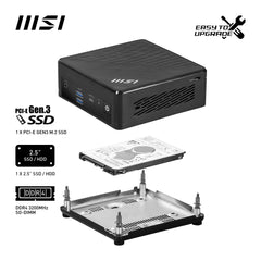 MSI Cubi N ADL S Intel N100 Barebone, NUC, SFF, Mini Computer, HTPC, (NO RAM, NO Storage, NO OS), Fanless/UHD Graphics/Type C/HDMI/DisplayPort/Dual LAN/WiFi 5/BT 5.1/VESA