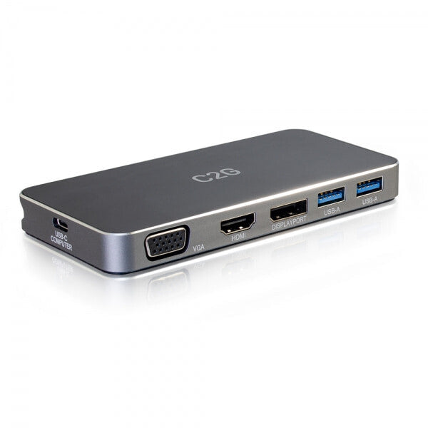 C2G USB-C[R] Dual Display MST Docking Station with HDMI[R], DisplayPort[TM], VGA and Power Delivery up to 65W