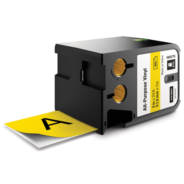 DYMO XTL All-Purpose Vinyl Labels | 54 mm x 7 m | Black on Yellow