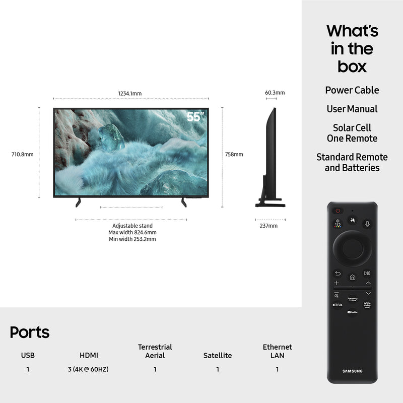 Samsung 2025 Q7F 55" 4K QLED HDR Smart TV 139.7 cm (55") 4K Ultra HD Wi-Fi Black