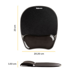 Fellowes Crystal Gel Mousepad Wrist Support Blk