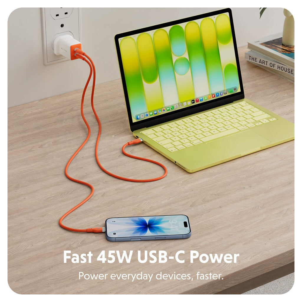 Targus HyperJuice Flex 45W GaN Laptop, Smartphone, Headset, Portable gaming console White, Orange AC Indoor - image 2