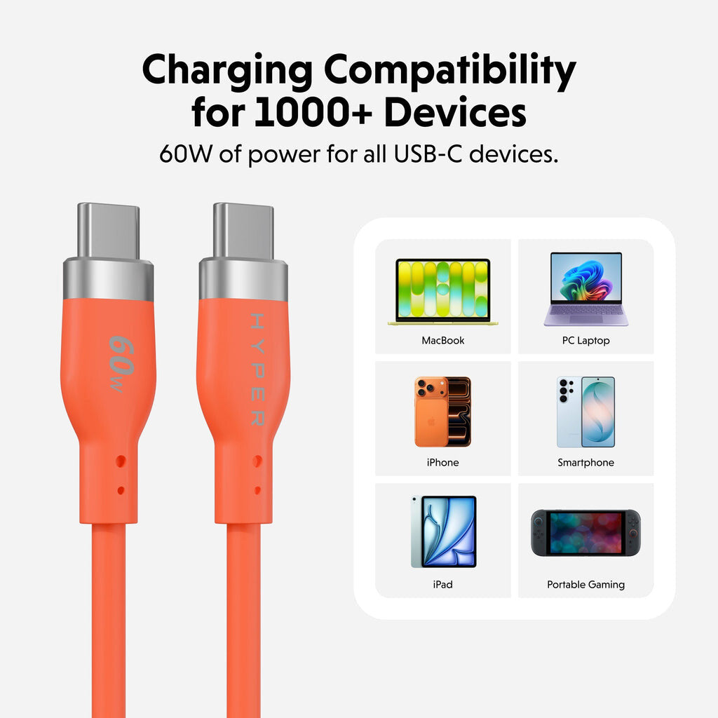 Targus HyperJuice Flex USB cable USB 2.0 1.5 m USB C 0.48 Gbit/s 60 W Orange - image 2