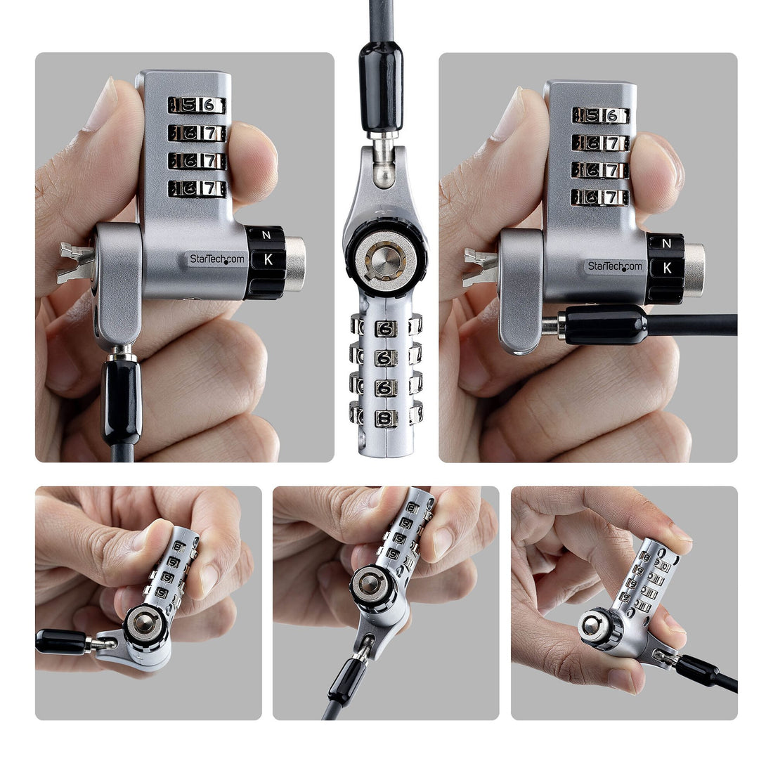 StarTech.com 10-Pack 3-in-1 Dual-Access Laptop Lock, 6.6ft (2m) Keyed Alike/Combination Security Cable Lock - image 2