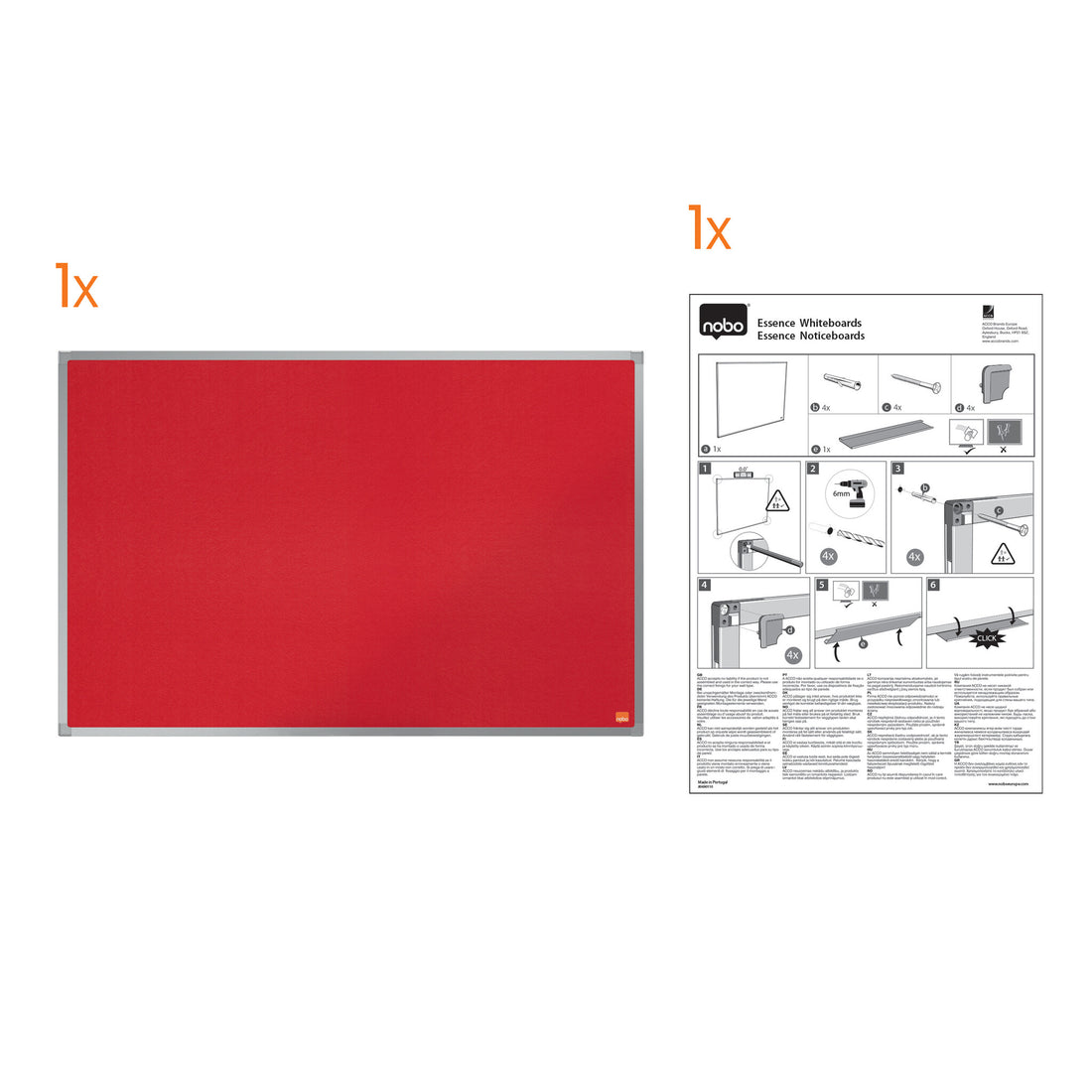 Nobo 1904068 insert notice board Indoor Red Aluminium - image 5