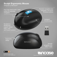 Incase Designed by Microsoft Sculpt Ergonomic mouse Office RF Wireless
