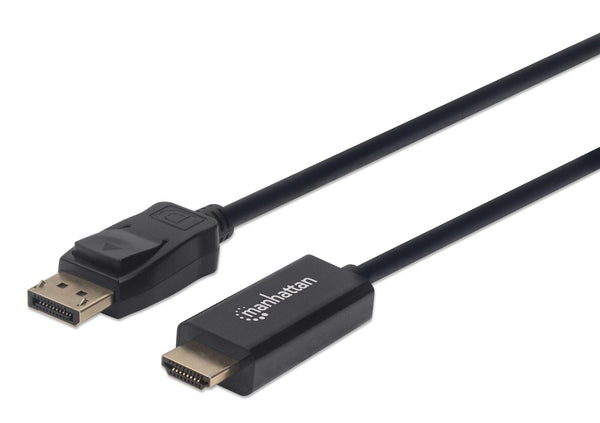 Manhattan DisplayPort 1.1 to HDMI Cable, 1080p@60Hz, 1.8m, DP With Latch, Black, Not Bi-Directional, Three Year Warranty