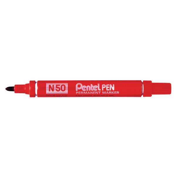 Pentel N 50 permanent marker Bullet tip Red 12