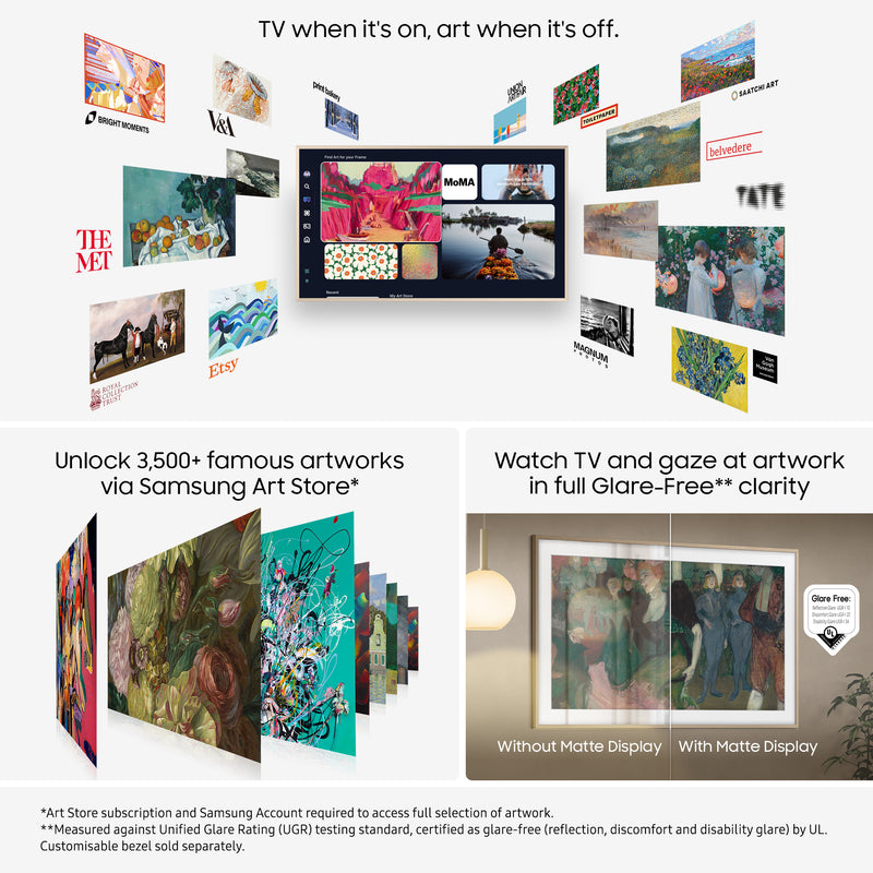 Samsung 2025 75" The Frame Pro Art Mode Neo QLED 4K HDR Smart TV 190.5 cm (75") 4K Ultra HD Wi-Fi Black