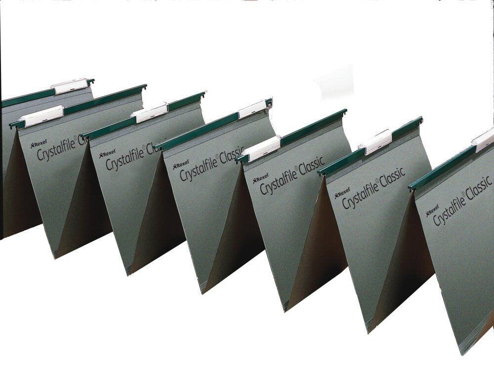 Rexel Crystalfile Linked Foolscap Suspension File 15mm Green (50) - image 2