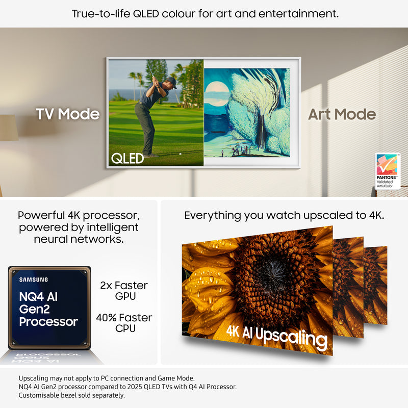 Samsung 2025 65" The Frame Art Mode QLED 4K HDR Smart TV 165.1 cm (65") 4K Ultra HD Wi-Fi Black